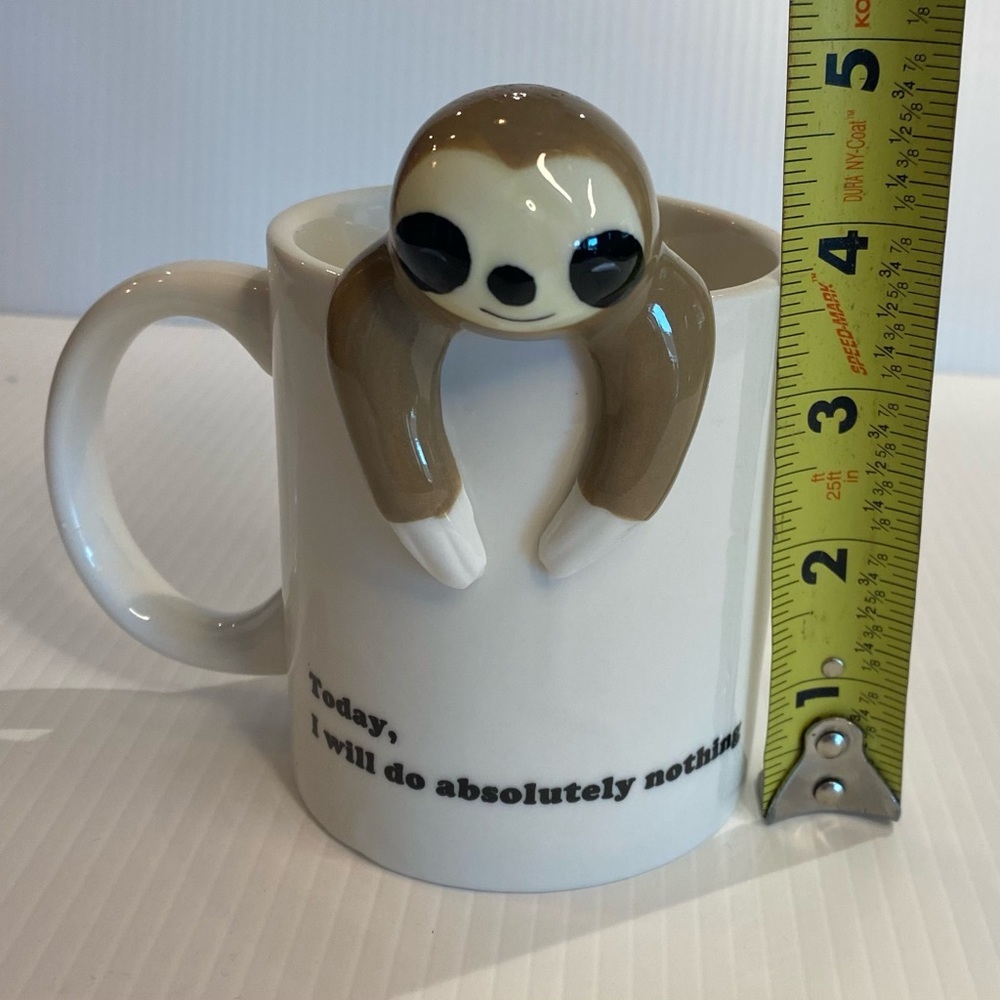 DecoDyne Hanging 3D Sloth Mug Cup TODAY I WILL DO ABSOLUTELY NOTHING Slow Lazy - Picture 6 of 8